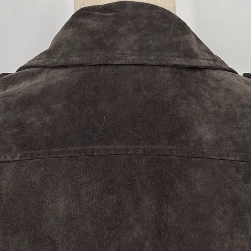 Blank NYC Womens Suede Cropped Moto Jacket Size S Dark Grey Biker No Belt FLAWS - Picture 10 of 14
